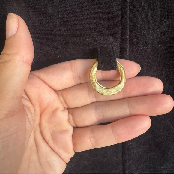 Vintage Black Faux Suede Sheath Dress with Gold Metal Hardware 90s Y2K - Picture 6 of 7